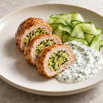 Turkey–Zucchini Roulade, Dill Yogurt and Cucumber Ribbons - Fresh Start 30: A Journey To Better Health Turkey–Zucchini Roulade, Dill Yogurt and Cucumber Ribbons